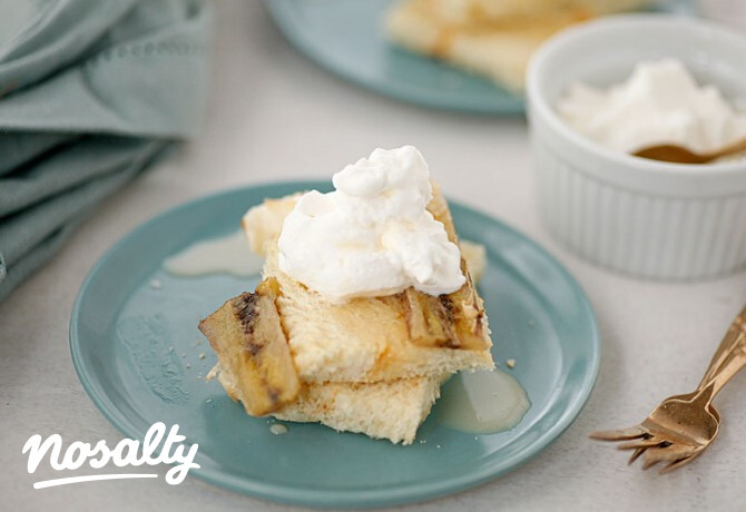 Tres leches kalács sült banánnal