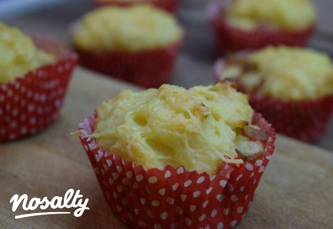 Sonkával töltött sajtos-krumplis muffin