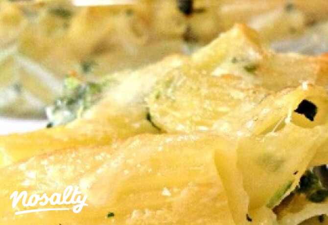 Spenótos-tejszínes-sajtos rigatoni